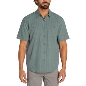 NWT Orvis Olive Grey Plaid Short Sleeve Tech Shirt Xl